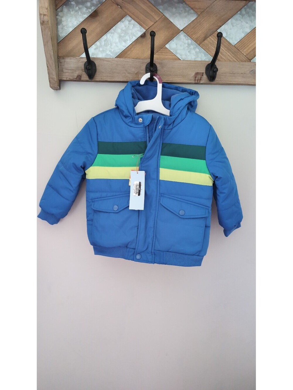 Cat & Jack toddler boys' colorblock striped puffer jacket
